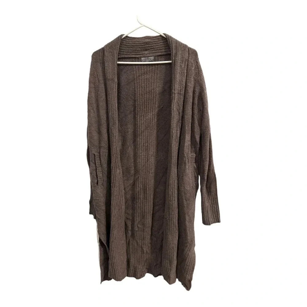 Barefoot Dreams CozyChic Catalina lite knit cardigan grey taupe // Size Medium